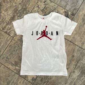 NWOT Jordan White Tee with Red Jumpman Logo